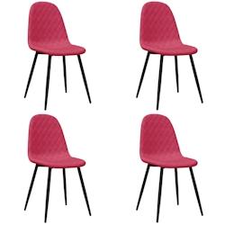VidaXL Chaises à Manger Lot De 4 Rouge Bordeaux Velours - rouge 325662_0