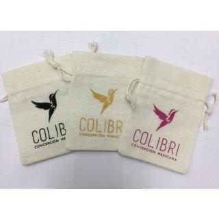 1000 POCHETTES EN COTON NATUREL 7 X 9 CM AVEC LOGO MONOCHROME