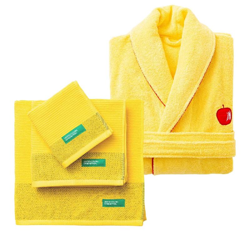 Benetton - Peignoir L/XL 380Gsm 100% coton avec set de 3 serviettes de bain 100% coton Yellow Rainbow - jaune PK7821_0