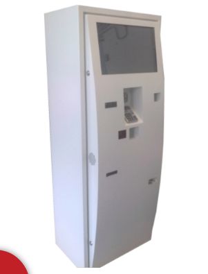 Borne de paiement tout en métal - Hauteur 1550 mm - Pour parkings et établissements publics - KIOSK ON LINE - Écran tactile et options de paiement_0