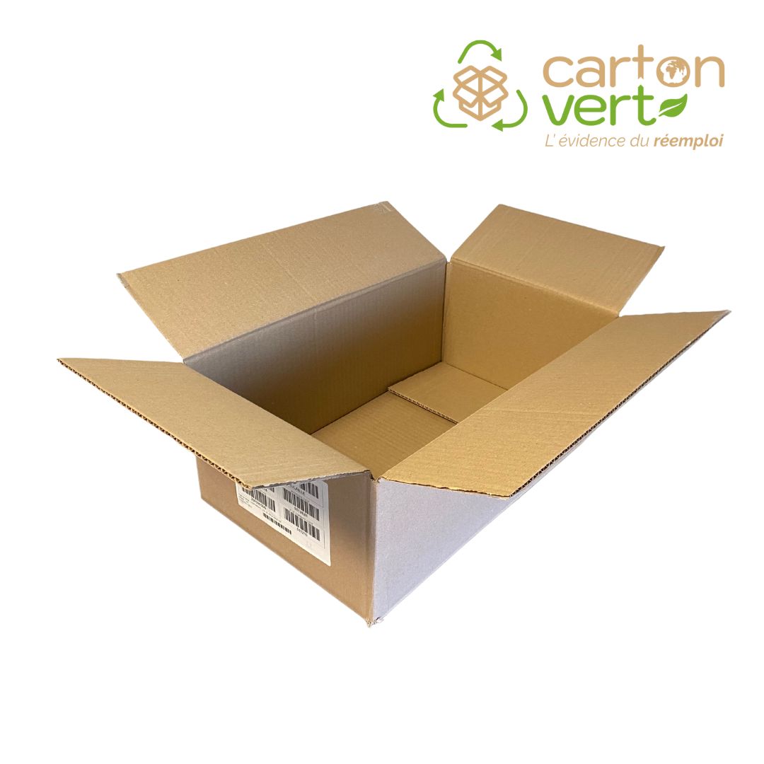 Caisse en carton simple cannelure 48 x 29 x 19 cm - réemployée - palette de 420 cartons_0
