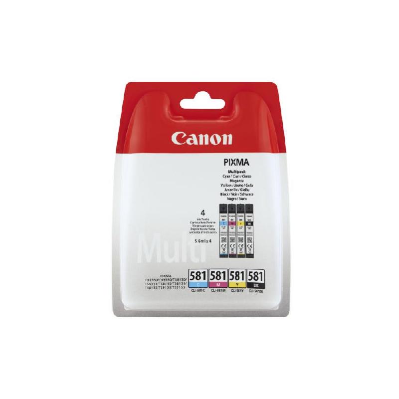 CARTOUCHE D'ENCRE AUTHENTIQUE CANON CLI-581 - PACK DE 4 -2103C004 - NOIR, CYAN, MAGENTA, JAUNE