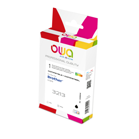 CARTOUCHE D'ENCRE REMANUFACTURÉE OWA - STANDARD - NOIR - POUR BROTHER LC-3213BK - CARTOUCHE COMPATIBLE