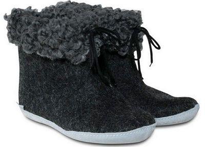 CHAUSSON BOTTTINE GRIS FONCÉ FOURRURE LAINE
