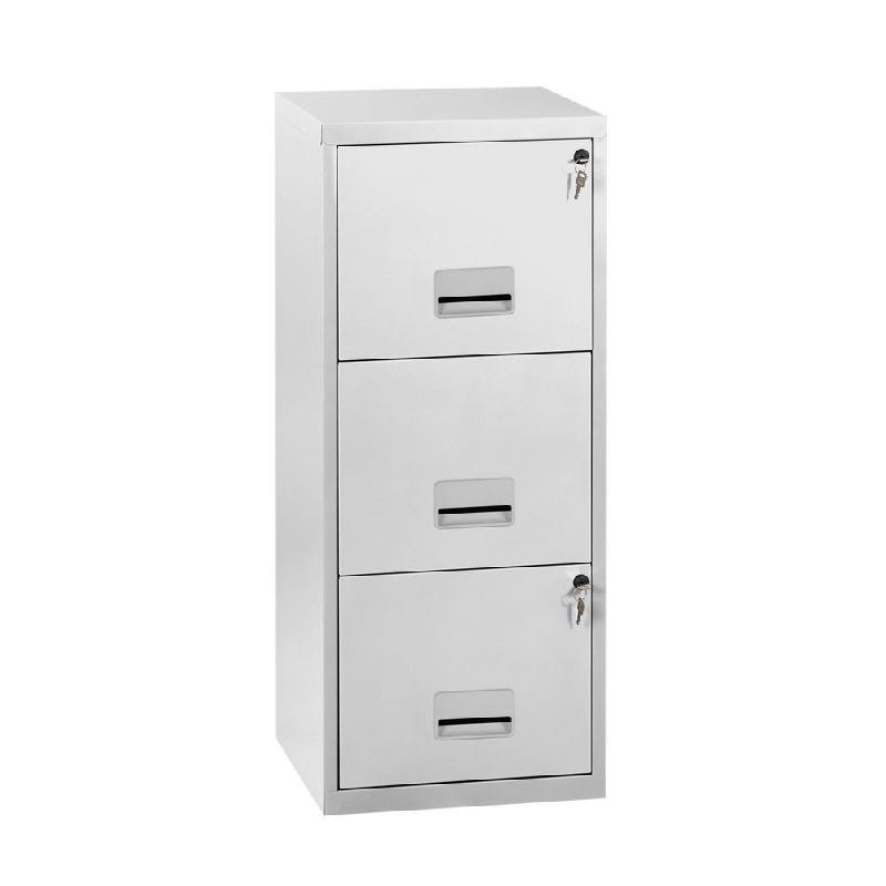 CLASSEUR PRATIC - 3 TIROIRS - METAL - CORPS GRIS - FAÇADES GRISES