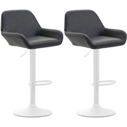 CLP Lot de 2 tabourets de bar Braga en Similicuir Noir /Blanc - noir polyester 316082_0