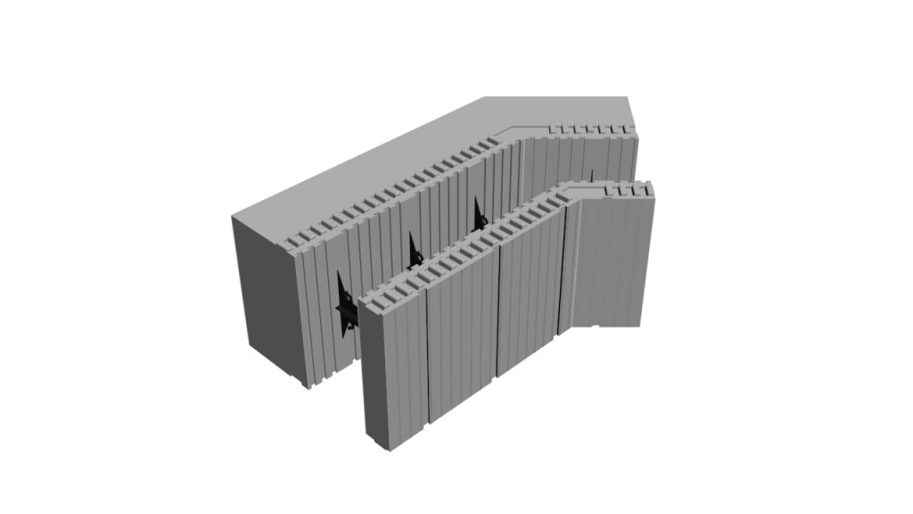 Coffrage isolant angle 45° - Reverbloc - épaisseur du bloc 40 cm - R = 7.18_0
