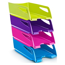 CORBEILLE À COURRIER MAXI CEP GLOSS - BLEUE - LOT DE 6
