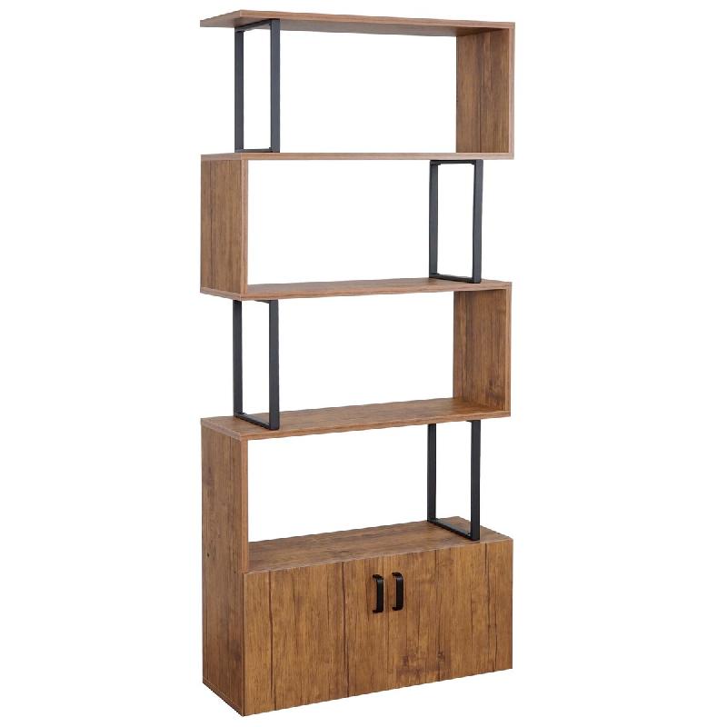 Décoshop26 - Bibliothèque étagère de rangement avec porte 183x80cm aspect chêne sauvage 04_0001326 - 3000141432699_0