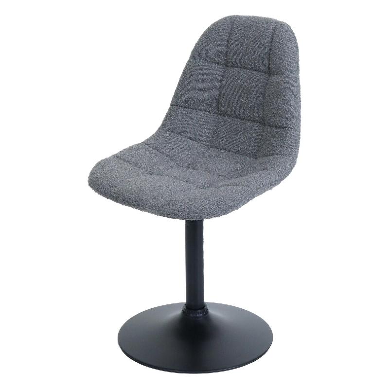 Décoshop26 - Chaise de salle à manger pivotante 360° design contemporain en tissu bouclé gris pied acier noir mat 04_0009878 - 3000267730525_0