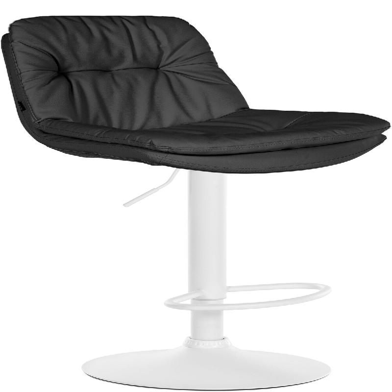 Décoshop26 - Tabouret chaise haute x1 pour cuisine et bar à assise moelleuse en similicuir noir cadre en métal blanc 10_0005703 - blanc métal 3000_0