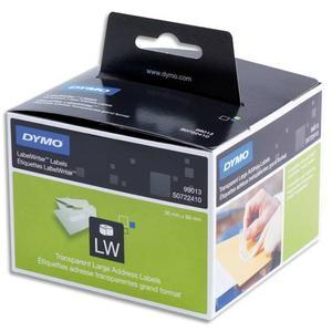 Dymo rouleau 260 étiquettes adresses transparent adhésif permanent 36 x 89 mm s0722410_0