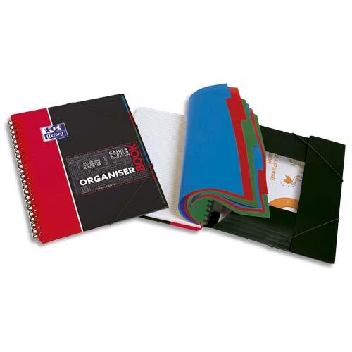 CAHIER OXFORD ETUDIANTS ORGANISERBOOK A4+ LIGNÉ 7MM 160 PAGES RELIURE SPIRALE COUVERTURE POLYPRO COLORIS ASSORTIS - LOT DE 5