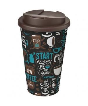 GOBELET ISOLANT BRITE-AMERICANO 350ML AVEC COUVERCLE ANTI-FUITE - MARRON - MUGS PUBLICITAIRES