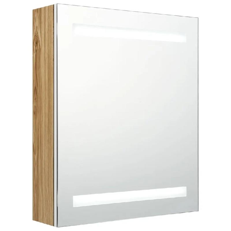 Helloshop26 - Armoire de salle de bain à miroir LED design contemporain 50 x 14 x 60 cm éclairante en MDF blanc 02_0046737 - blanc verre 3000234395610_0