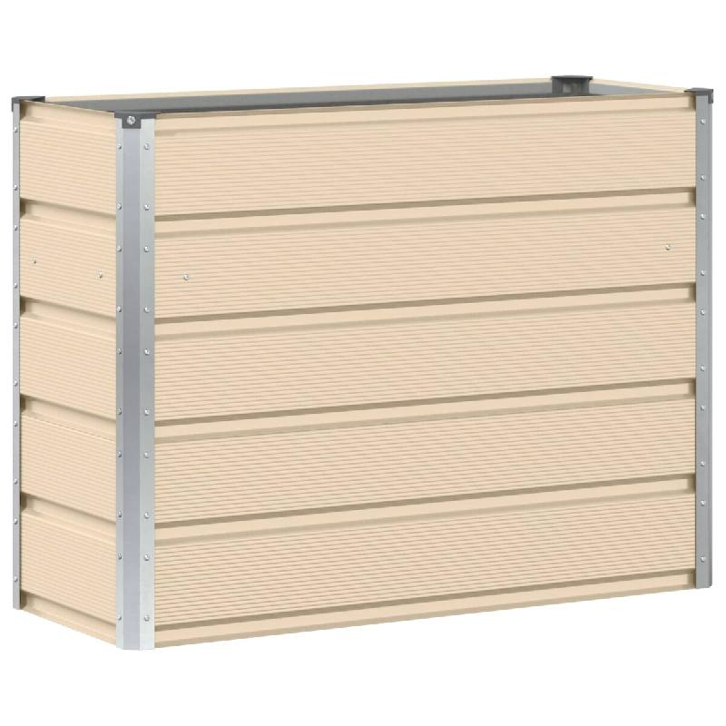 Helloshop26 - Jardinière moderne pour jardin terrasse 100 x 40 x 75 cm design épuré en acier ivoire 02_0059138 - acier 3000240970658_0
