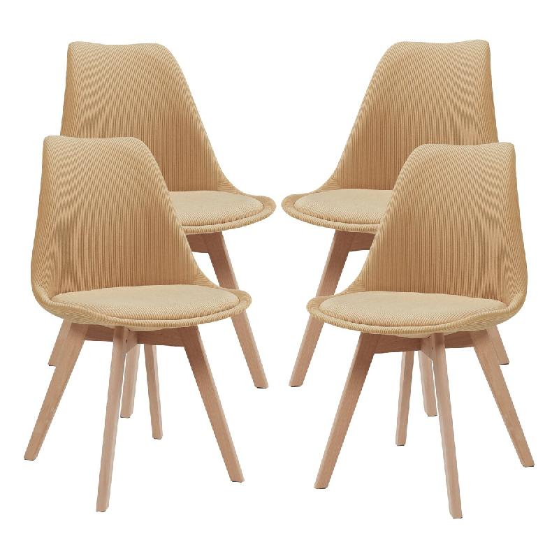 Helloshop26 - Lot de 4 chaises de salle à manger 82 x 49 x 54 cm moderne design robuste velours côtelé jaune moutarde 03_0009826 - jaune Bois massi_0
