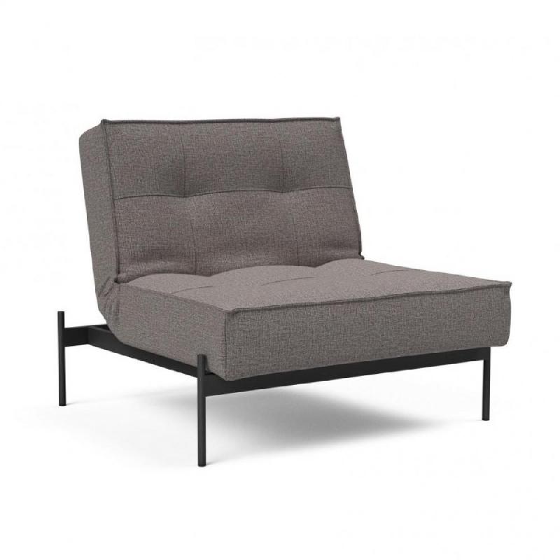 Fauteuil convertible design SPLITBACK - Innovation Living - Mixed Dance Grey - Couchage 90x115 cm - Pieds en acier noir mat_0