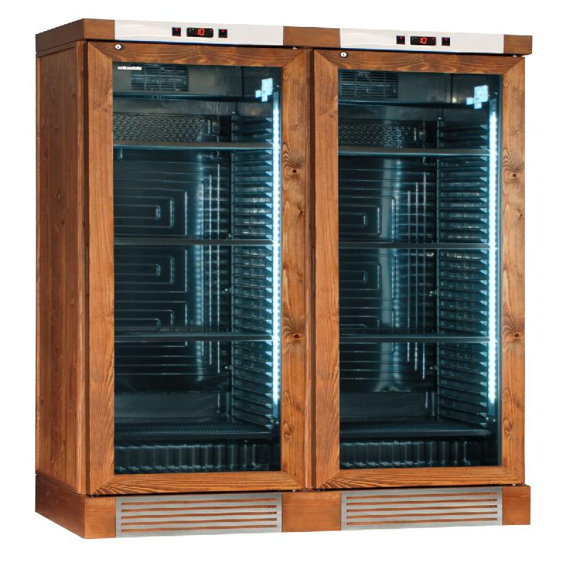 KLIMAITALIA Cave à vin cendre noix solide. 252 bouteilles. LED. T° +16°/+10°/+5° ventilateur éteint +4°/+18° ventilateur allumé CLW820LNOCEMEDI_0