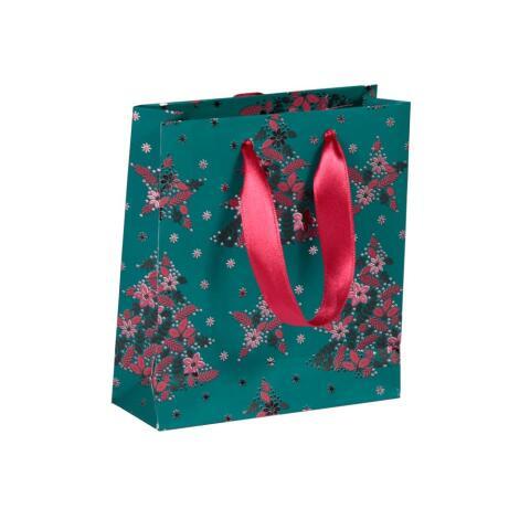 LOT DE 5 - SAC CADEAU ''VELVET'' 12 X 4,5 X 13,5 CM - VERT