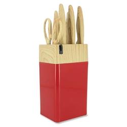 Menastyl - Bloc A Couteaux 6 Pieces En Polypropylene Magenta Et Effet Bois - 3256391024645_0