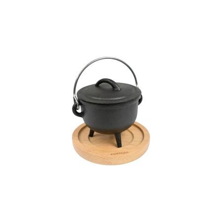Mini cocotte en fonte 3 pieds Ø 110 mm + support bois - Gastroland - fonte 3701666008153_0