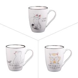 Mug Funny Cat 34 cl x3 -  Décoré Rond Porcelaine Table Passion 12.5x8.9 cm - multicolore porcelaine 3106232313035_0