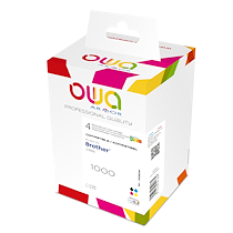 PACK DE 4 CARTOUCHES D'ENCRE REMANUFACTURÉES OWA - STANDARD - NOIR CYAN MAGENTA JAUNE - POUR BROTHER LC1000 B, LC1000 C, LC1000 M, LC1000 Y