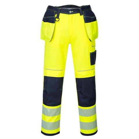 PORTWEST T501 PANTALON HV PW3 POCHES FLOTTANTES JAUNE/MARINE SHO - TAILLE 41 - COURT