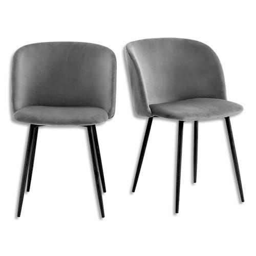Paperflow - Lot de 2 fauteuils Must - Assise contreplaqué grise, piètement polyester noir, 57x81x54 cm_0