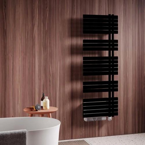 RADIATEUR SÈCHE-SERVIETTES ÉLECTRIQUE AVEC SOUFFLANT SOUL BOOSTER 1000W - NOIR - COLLECTEURS À DROITE IRSAP