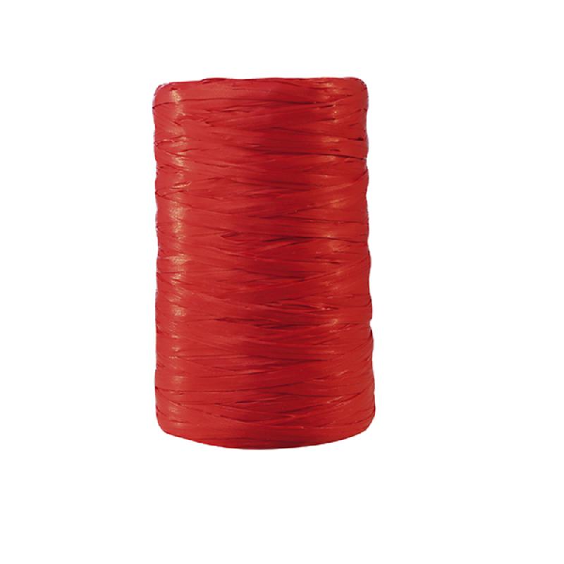 RAPHIA SYNTHÉTIQUE 100MX13MM, IVOIRE - ROUGE - LOT DE 2