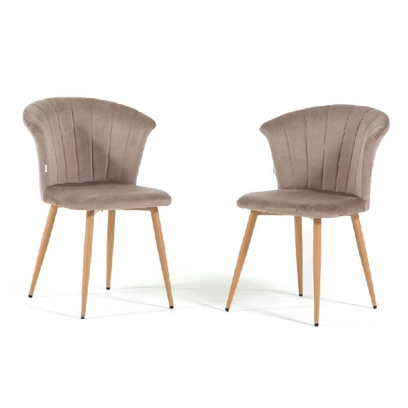 RATTATAN Lot de 2 chaises d’intérieur en velours avec pieds en métal, élégantes pour cuisine, salle à manger, bars et restaurants – LIVIA Gri_0