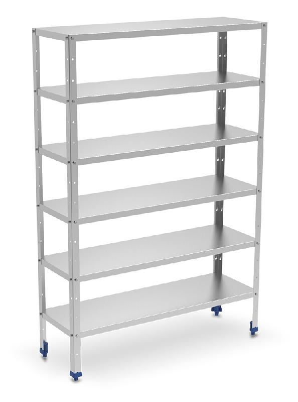 Rayonnage en acier inoxydable à 6 niveaux avec tablettes de 0,8 mm d'épaisseur 1400x600x1750 mm Fabricant : Fricosmos. Référence : 910060132 - FRI_0