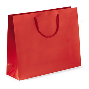 SAC PELLICULÉ MAT ROUGE À POIGNÉES CORDELIÈRES 40 X 32 X 12 CM