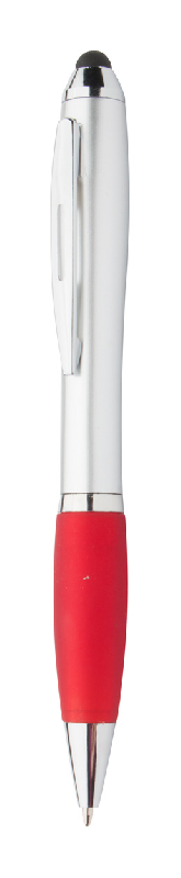 Stylo à bille stylet - plastique argenté avec grip coloré - encre bleue_0