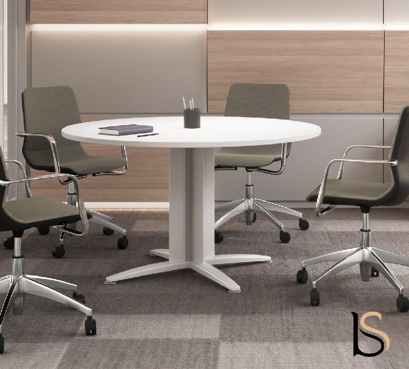 Table de réunion ronde Sigma - Mobel Linea - Argent Ral 9006, 130, Wenge_0