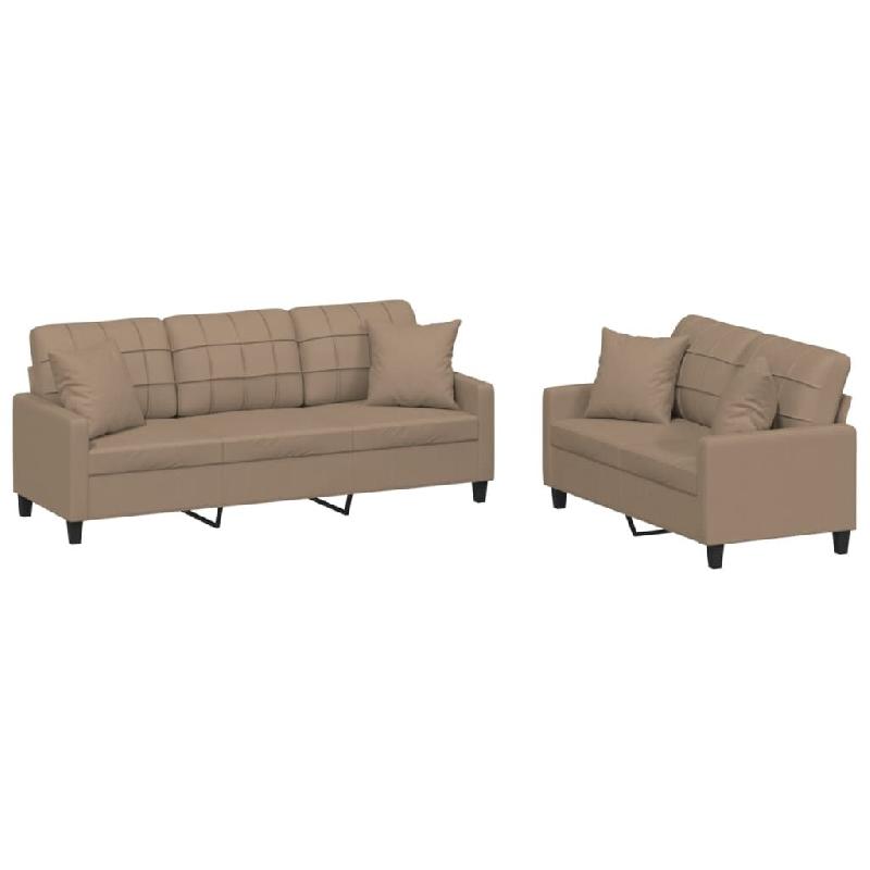 VidaXL Ensemble de canapés 2 pcs avec coussins cappuccino similicuir Modèle Karma Élite - 3201392_0