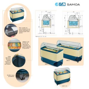Vitrine à glaces ISA Samoa - Froid ventilé, vitre courbe, catégorie climatique 4+_0