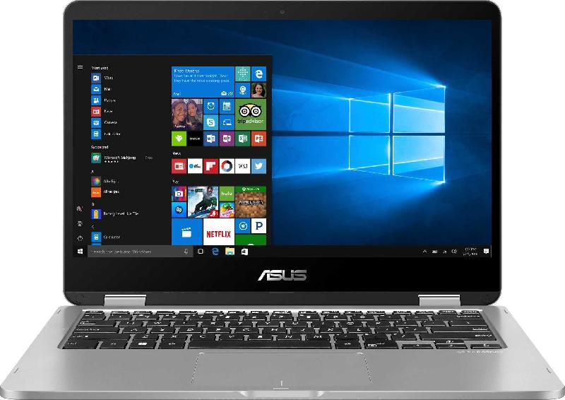 ASUS TP401MA-BZ268R - Hybride 2-en-1 Convertible - Écran tactile 14'' HD - Intel Pentium Silver - SSD 64 Go - Windows 10 Pro - Gris_0