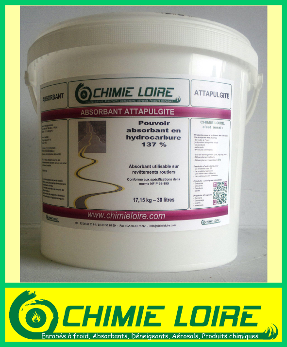 Absorbant attapulgite - Seau de 30 litres - Conforme Norme AFNOR P 98-190_0