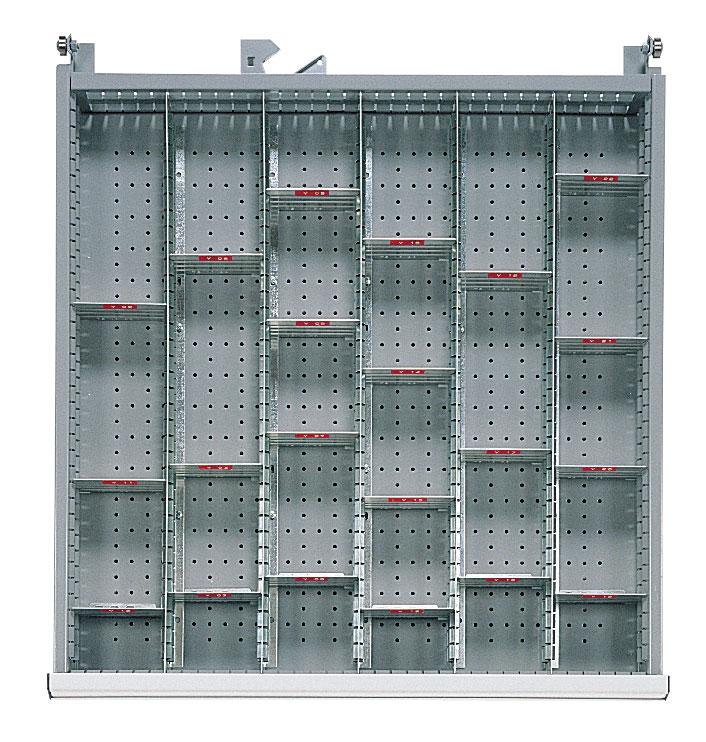 Agencement pour tiroir h.100 ou h.125 mm d'armoire métallique m en casiers amovibles l.90 mm_0