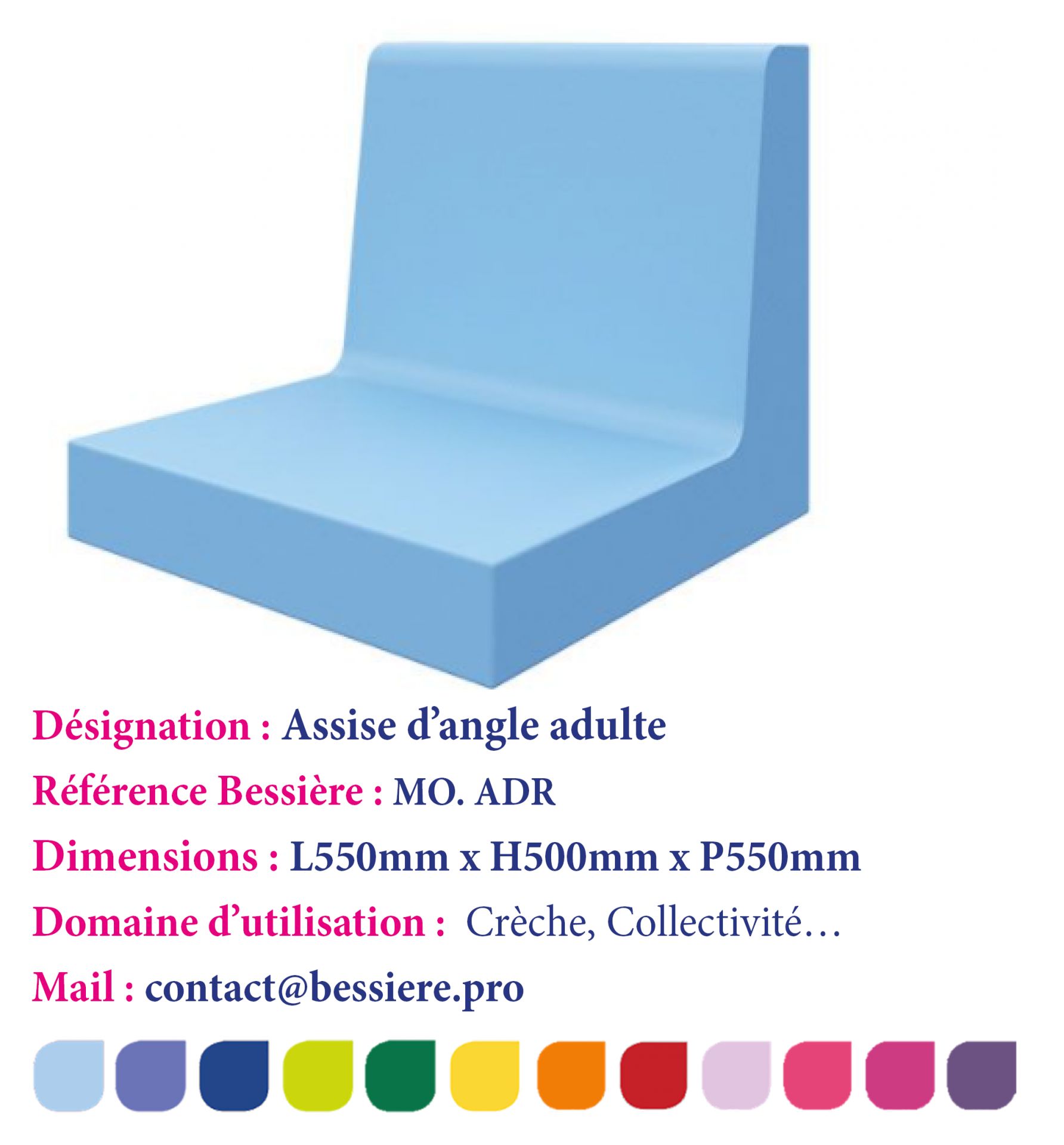 Assise droite adulte - Réf. MO. ADR - Modulable avec antidérapant pour crèche et collectivité_0