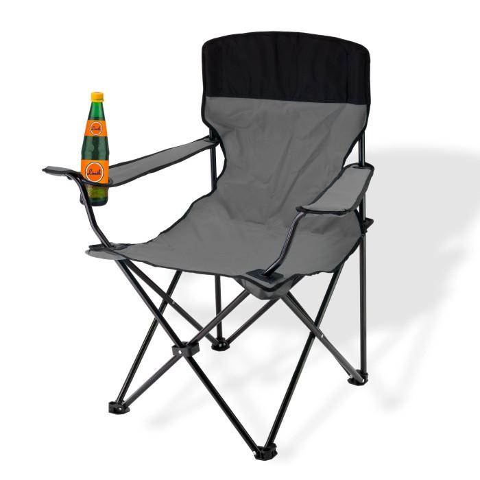 Chaise pliante grise avec porte-boissons - 3031_0