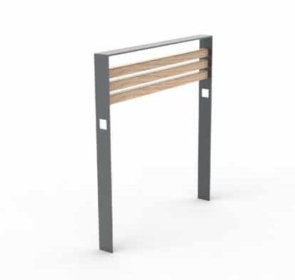 Barrière urbaine CUB/BAR - modèle CUB en métal et bois - trois sections carrées personnalisables_0