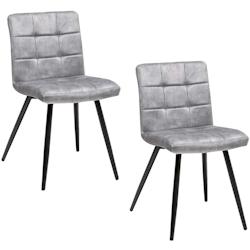 Décoshop26 - Lot de 2 chaises de salle à manger en velours gris rembourrée structure métal noir BUR09094 - gris 3001084669609_0
