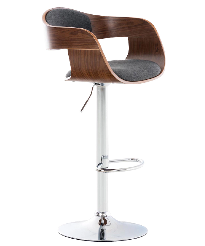Décoshop26 - Tabouret de bar x1 design scandinave en tissu gris foncé et structure en bois couleur noyer 10_0005047 - gris 3000252430218_0