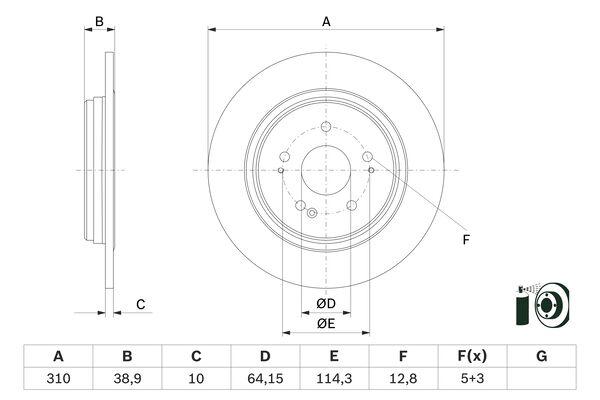 Disque de frein Bosch 0986479G18 - Boîte de 2 - Arrière - Type plein_0
