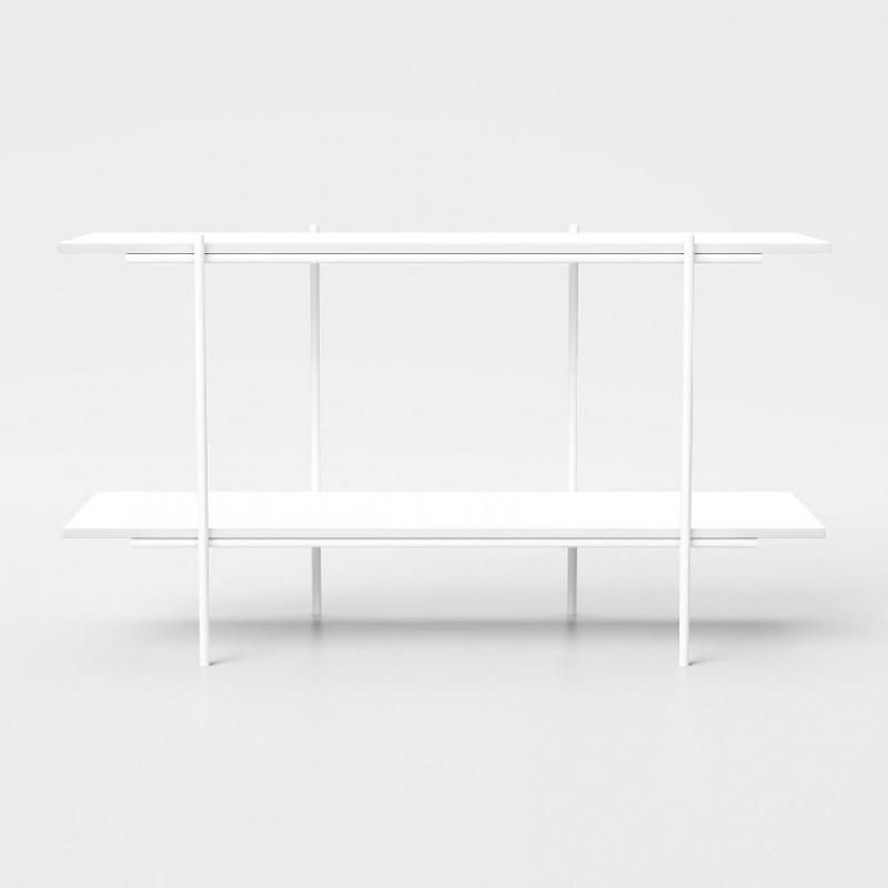 Étagère de sol BIPLANO - Blanc sablé - Marque PEZZANI ITALIA - Design tendance - 90x51x30 cm_0