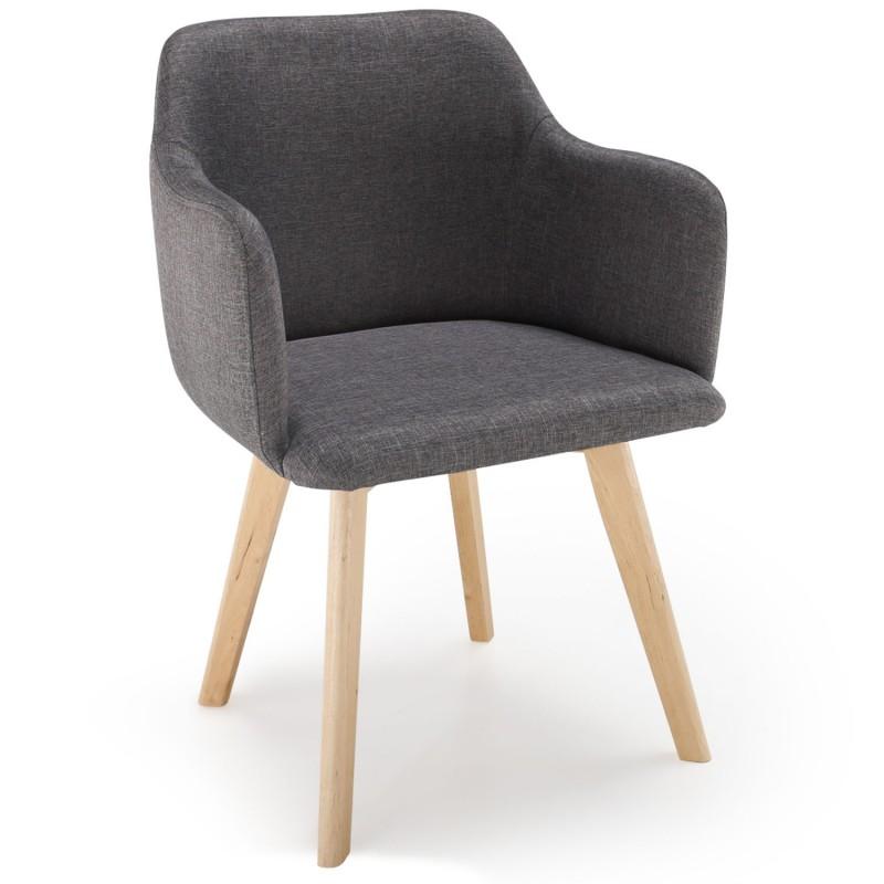 Fauteuil scandinave en tissu Sweet Color - Gris foncé - Design contemporain et confortable - Paris Prix_0